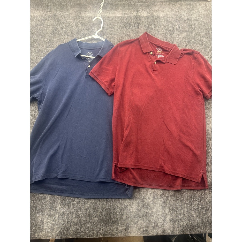 Lot of 2 St. John's Bay Polo Shirt Mens Large Blue Red‎ Performance Quick-Dri